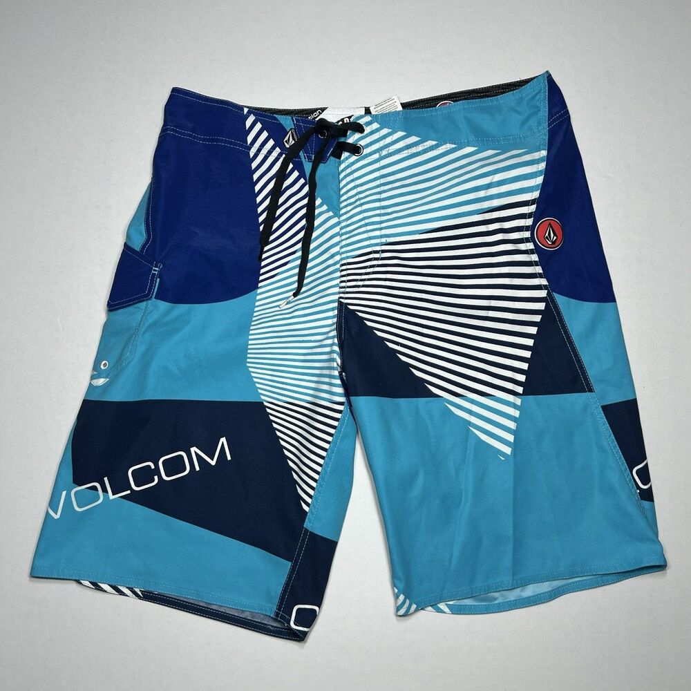 Volcom Board Shorts Mens 36 Colorful Geometric  Y2K Surf Trunks Beach